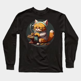 knitting cat Long Sleeve T-Shirt